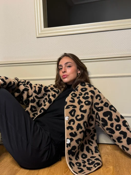 Abrigo borrego animal print