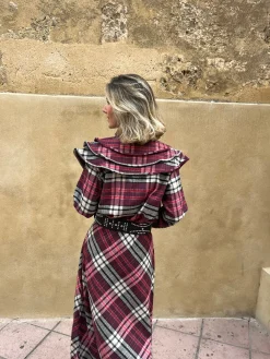 Blusa cuadros volantes