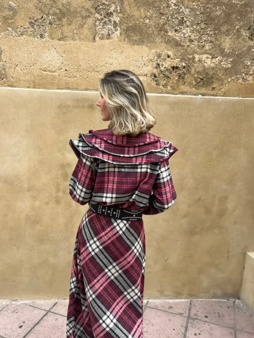 Blusa cuadros volantes