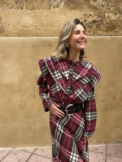 Blusa cuadros volantes