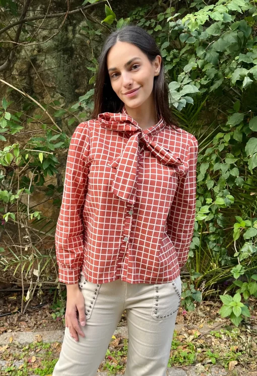 Blusa Kuadro lazada teja