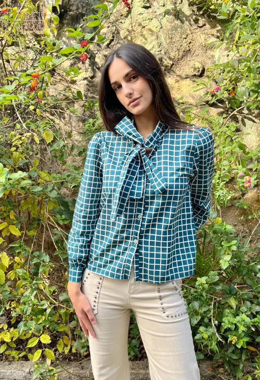 Blusa kuadro lazada verde