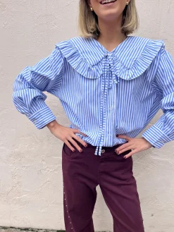 Blusa rayas cuello bobo