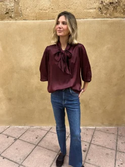 Blusa satinada lazo
