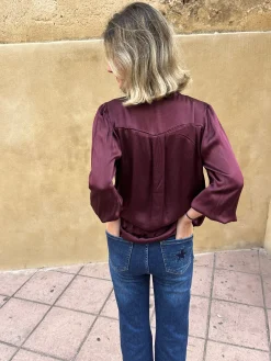 Blusa satinada lazo