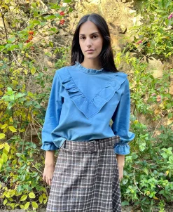 Blusa vaquera volante clara