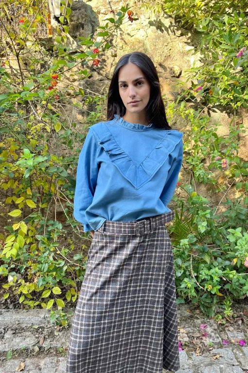 Blusa vaquera volante clara