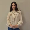 Blusa Vichy camel lazo
