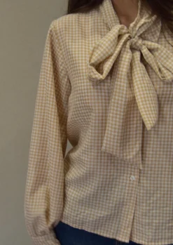 Blusa Vichy camel lazo