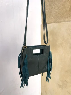 Bolso mini flecos piel