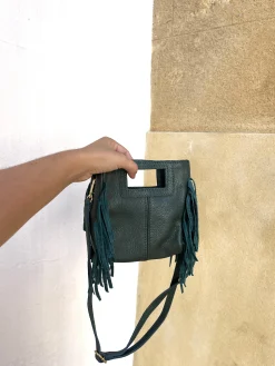 Bolso mini flecos piel
