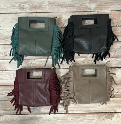 Bolso mini flecos piel