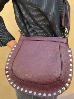 Bolso Moon tachuelas burdeos