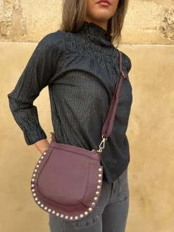 Bolso Moon tachuelas burdeos