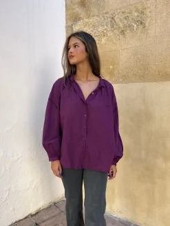 Camisa oversize berenjena