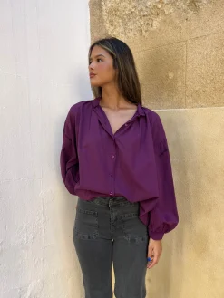 Camisa oversize berenjena