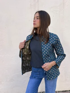 Chaqueta acolchada reversible azul marino