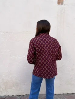 Chaqueta acolchada reversoble burdeos