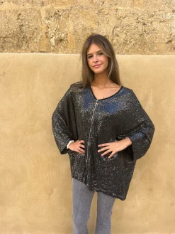 Chaqueta lentejuelas negra