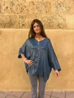 Chaqueta lentejuelas petróleo