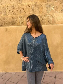 Chaqueta lentejuelas petróleo