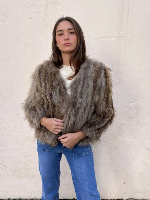 Chaqueta pelo natural crop