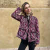 Chaqueta terciopelo flores burdeos