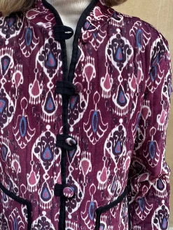 Chaqueta terciopelo flores burdeos