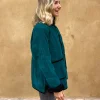 Chaqueta terciopelo reversible bicolor petróleo