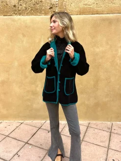 Chaqueta terciopelo reversible bicolor negra