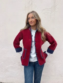Chaqueta terciopelo reversible bicolor teja