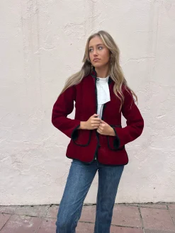 Chaqueta terciopelo reversible bicolor burdeos