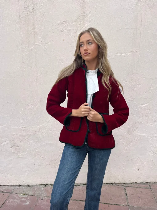 Chaqueta terciopelo reversible bicolor burdeos