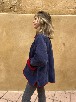 Chaqueta terciopelo reversible bicolor gris