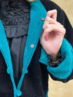 Chaqueta terciopelo reversible bicolor negra