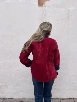 Chaqueta terciopelo reversible bicolor teja