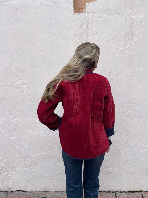 Chaqueta terciopelo reversible bicolor teja