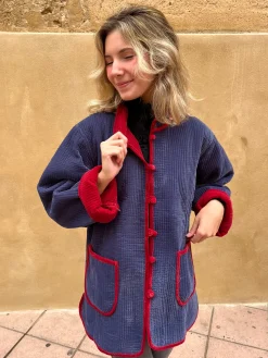 Chaqueta terciopelo reversible bicolor gris