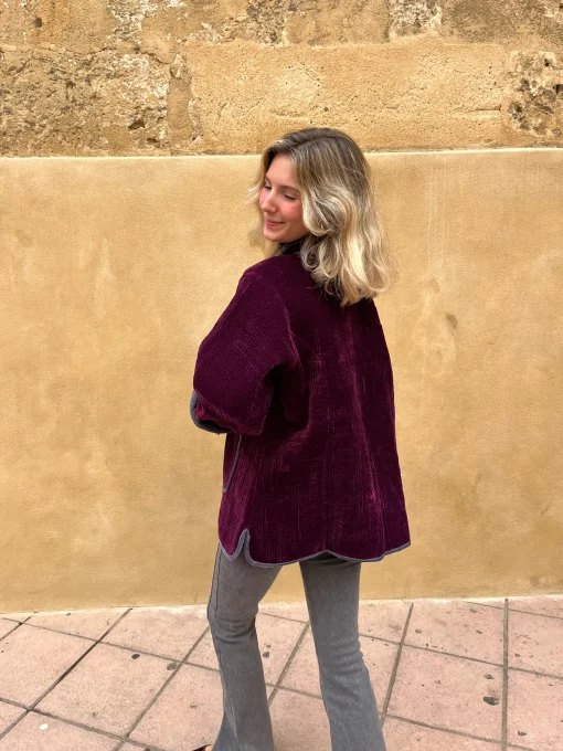 Chaqueta terciopelo reversible bicolor berenjena