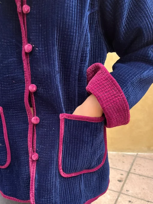 Chaqueta terciopelo reversible bicolor azul marino