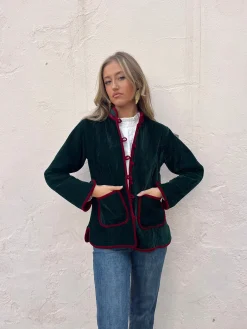 Chaqueta terciopelo revesrible bicolor verde
