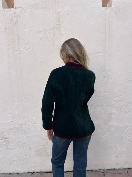 Chaqueta terciopelo revesrible bicolor verde