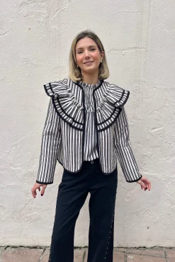 Chaqueta volante rayas negra