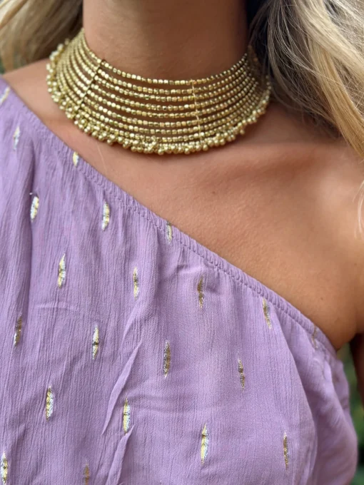 Chocker dorado rígido bolitas