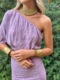 Chocker dorado rígido bolitas