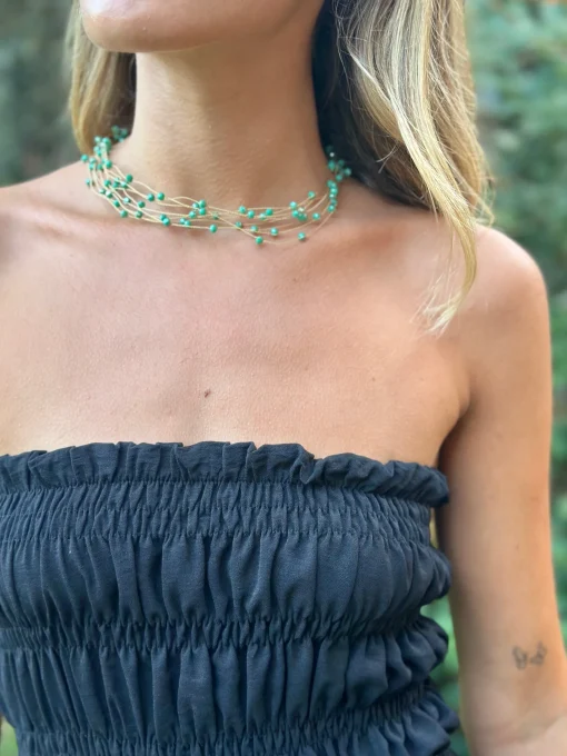 Chocker joya piedras Verde