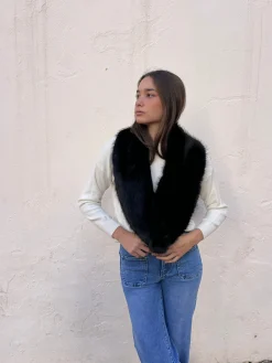 Cuello pelo largo sintetico negro