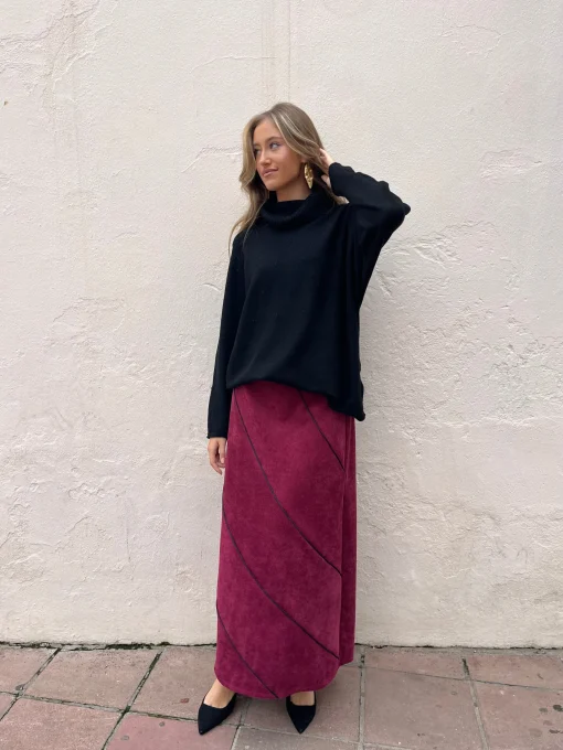 Falda midi pana rayas