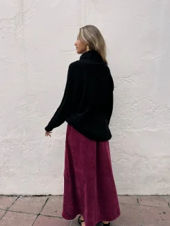 Falda midi pana rayas