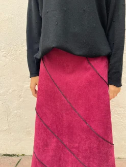 Falda midi pana rayas